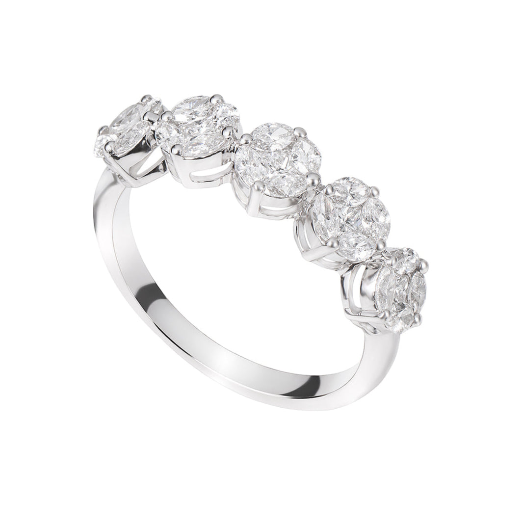 Round Illusion Half Wedding Band