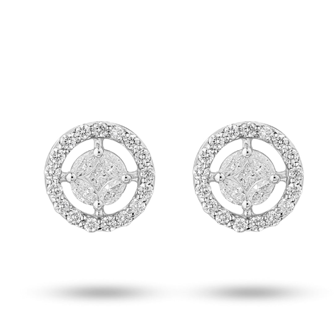 Round Illusion Halo Earrings