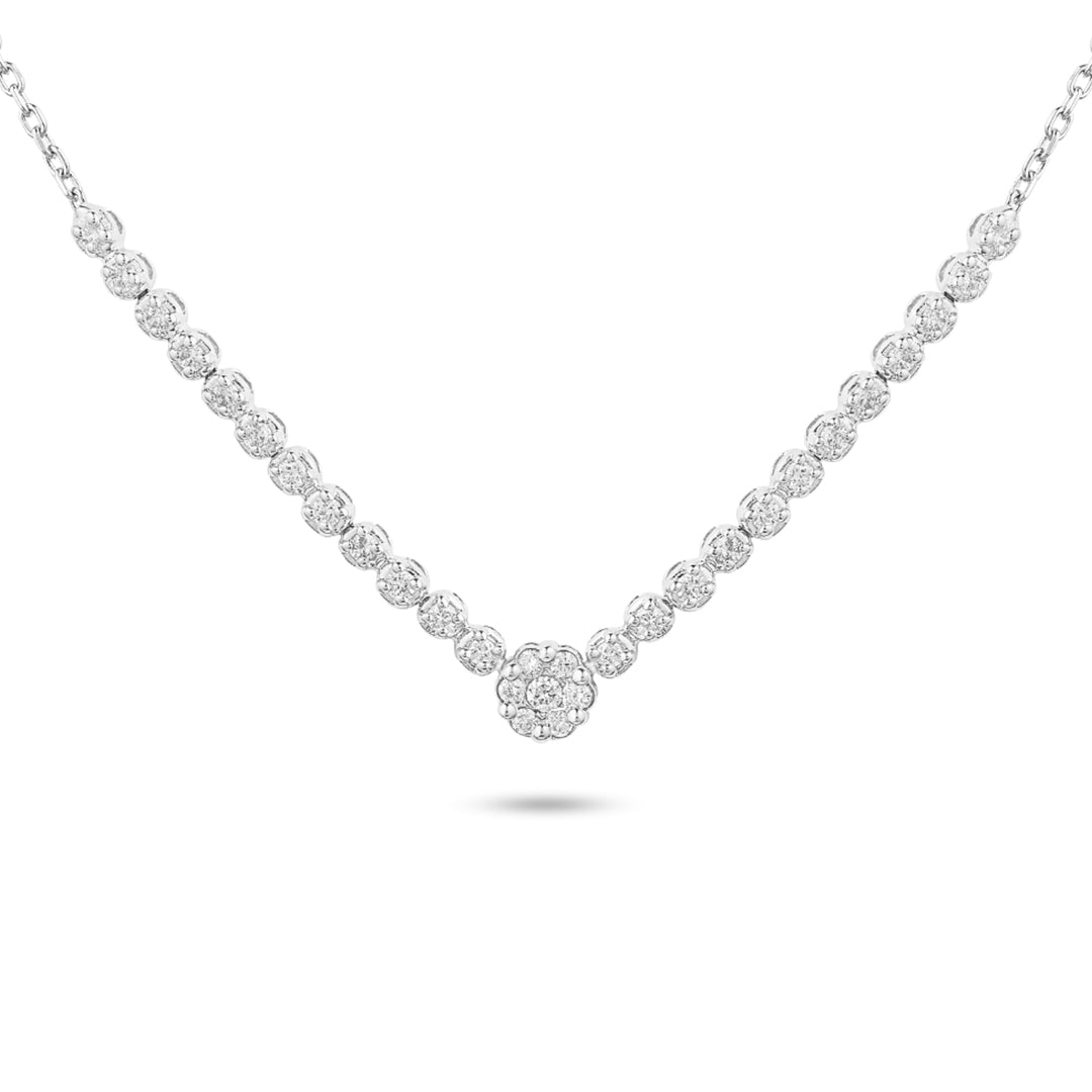 "V" Shape With Flower Illusion Necklace