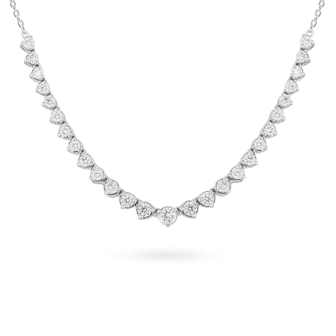 Three Prongs Half Tennis Necklace