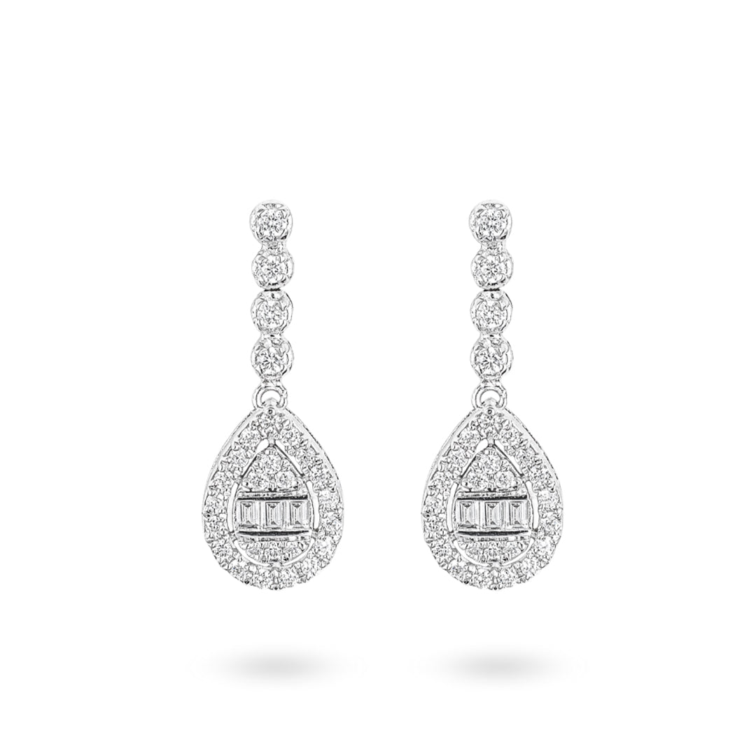 Baguette Pear Illusion Earrings