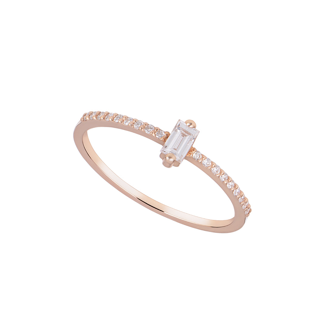 Baguette Pink Side Diamond Solitaire