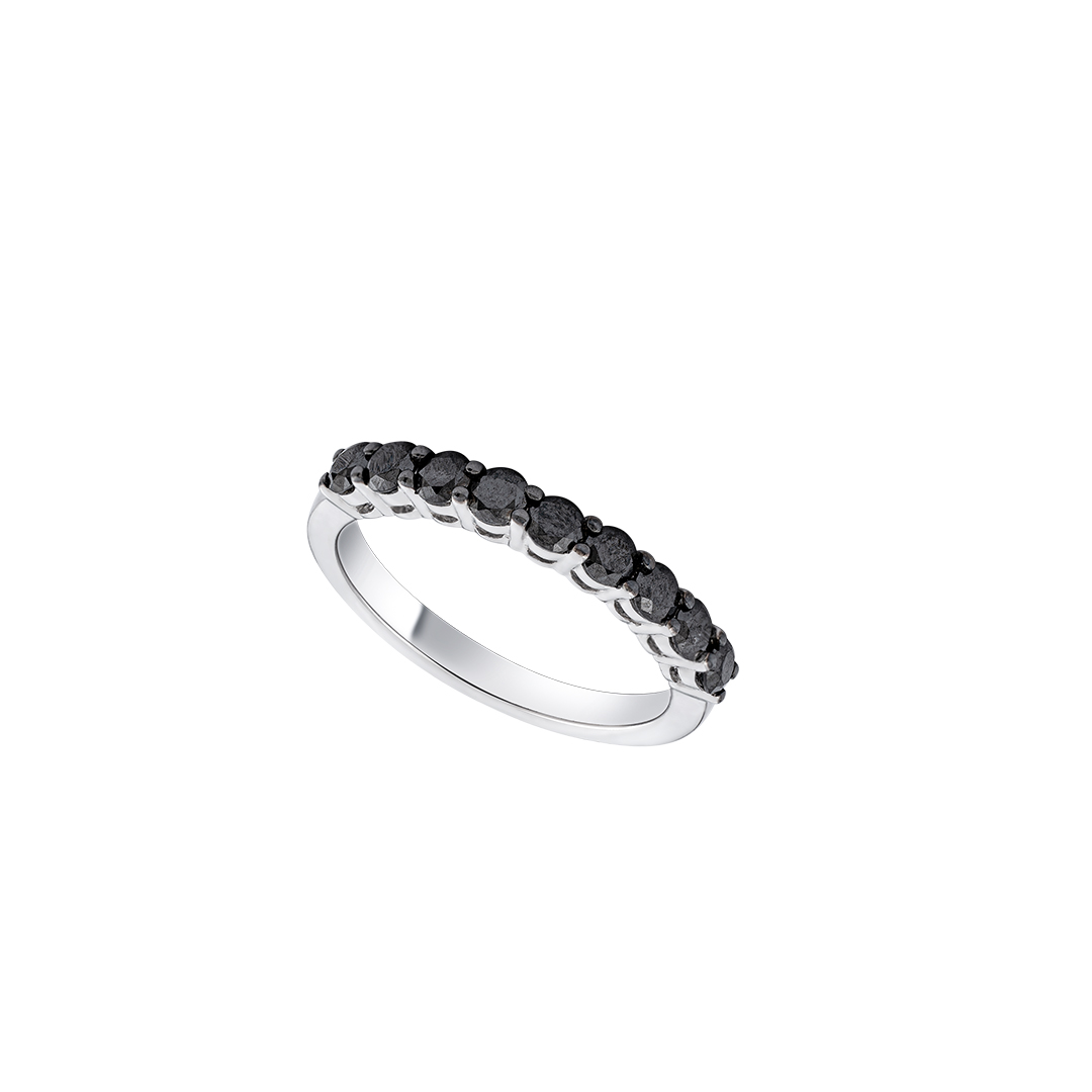 Black Diamond Four Prongs Half Wedding Band