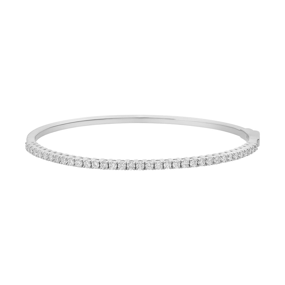 One Line White Gold Bangle