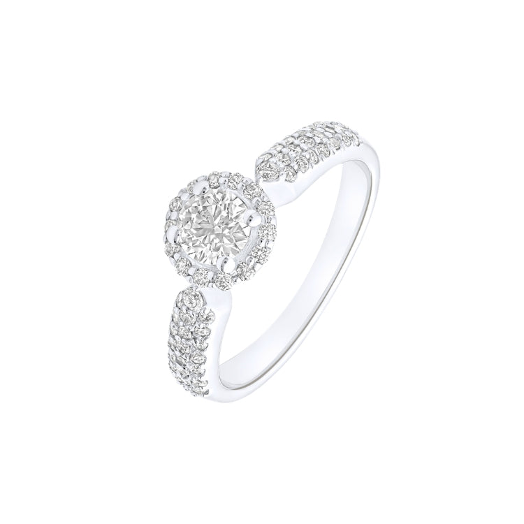 PAVE WITH HALO SOLITAIRE