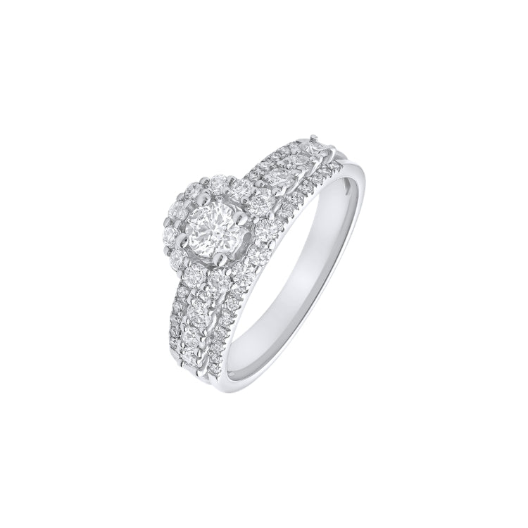 TRIPLE ROWS WITH HALO SOLITAIRE