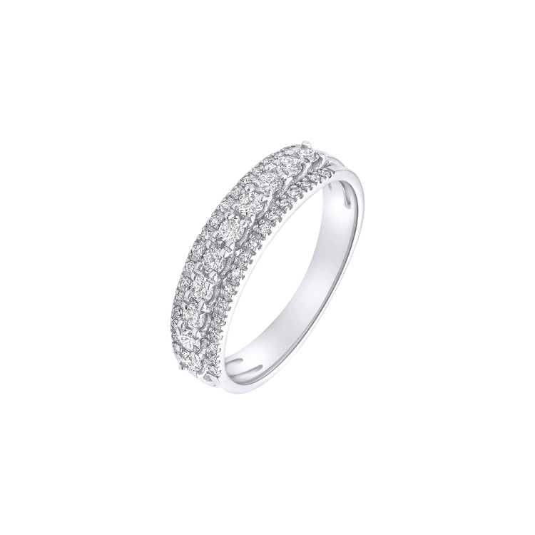 TRIPLE ROWS WITH HALO WEDDING BAND