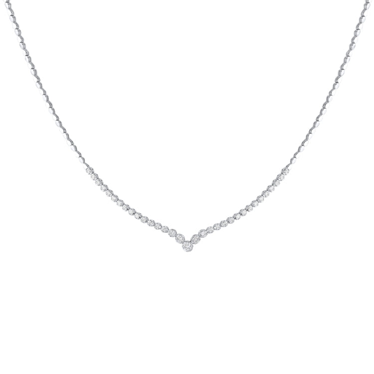 V SHAPE BEZEL DIAMOND NECKLACE