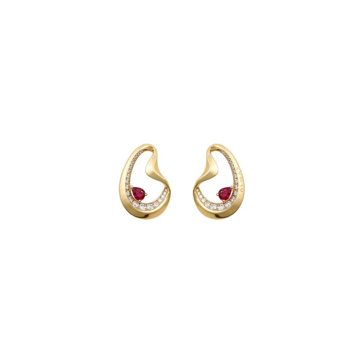 PERA DIAMOND EARRINGS WITH RUBY