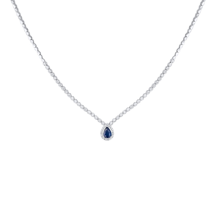 V SHAPE SAPPHIRE DROP NECKLACE
