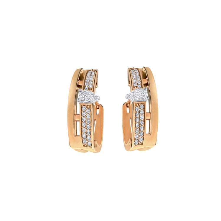 PEAR DOUBLE ROW DIAMOND EARRINGS