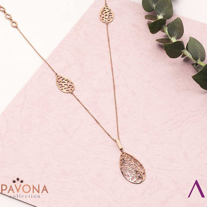 Pavona Pink Gold Long Necklace