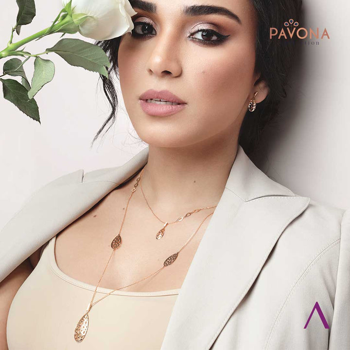 Pavona Pink Gold Long Necklace