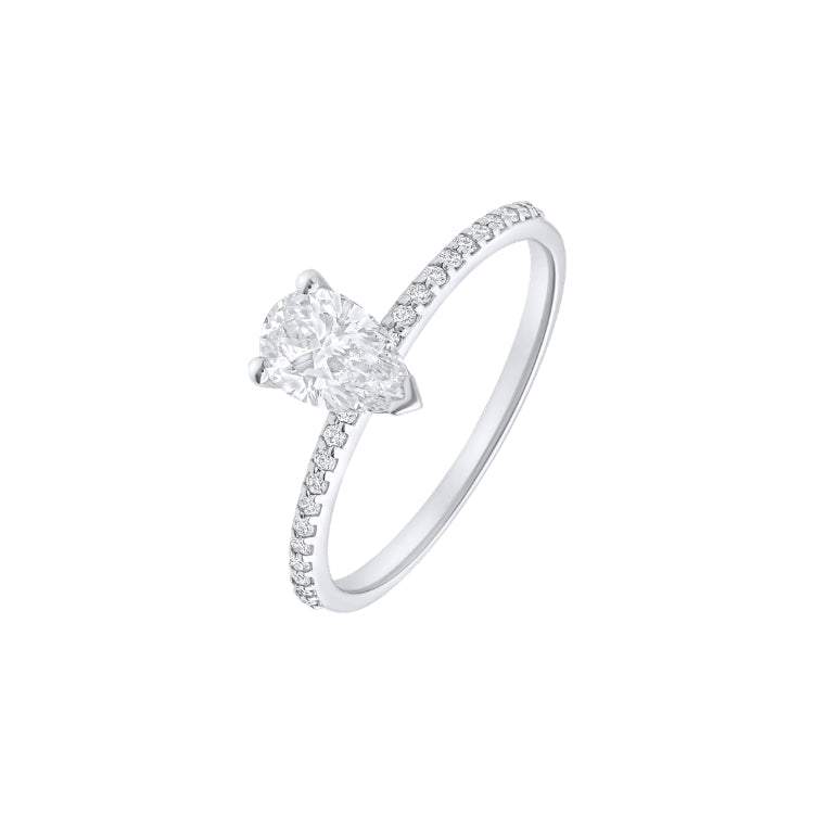 PEAR SHAPE SOLITAIRE WITH SIDE DIAMOND