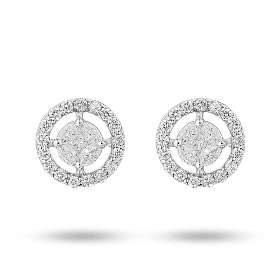 Round Illusion Halo Earrings