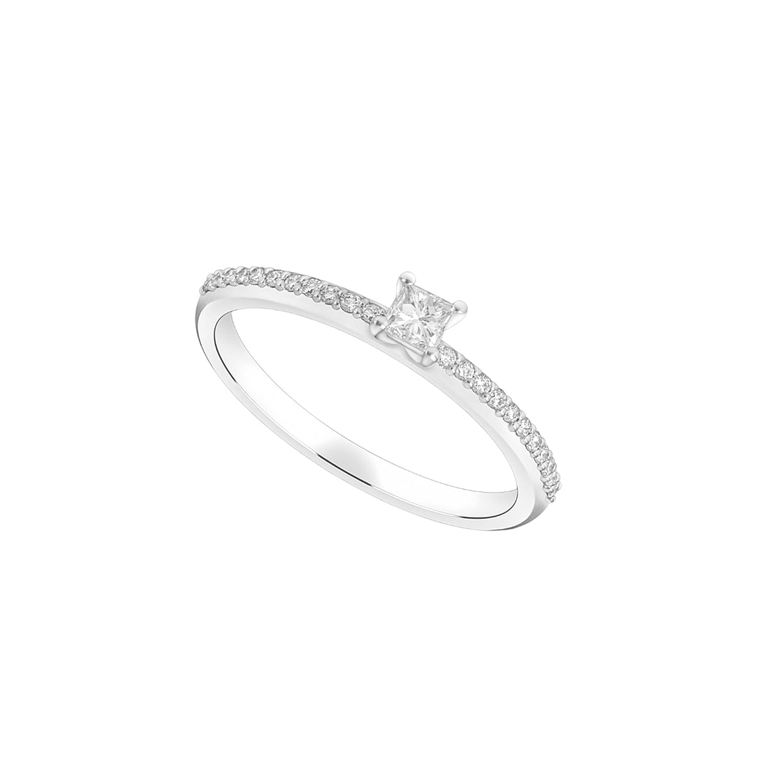 Princess Cut Side Diamond Solitaire – Almas Jewelry