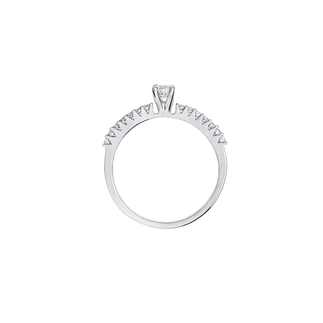 Round Princess Side Diamond Solitaire