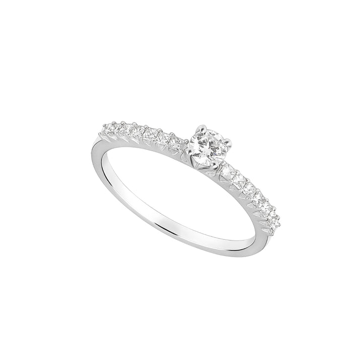 Round Princess Side Diamond Solitaire