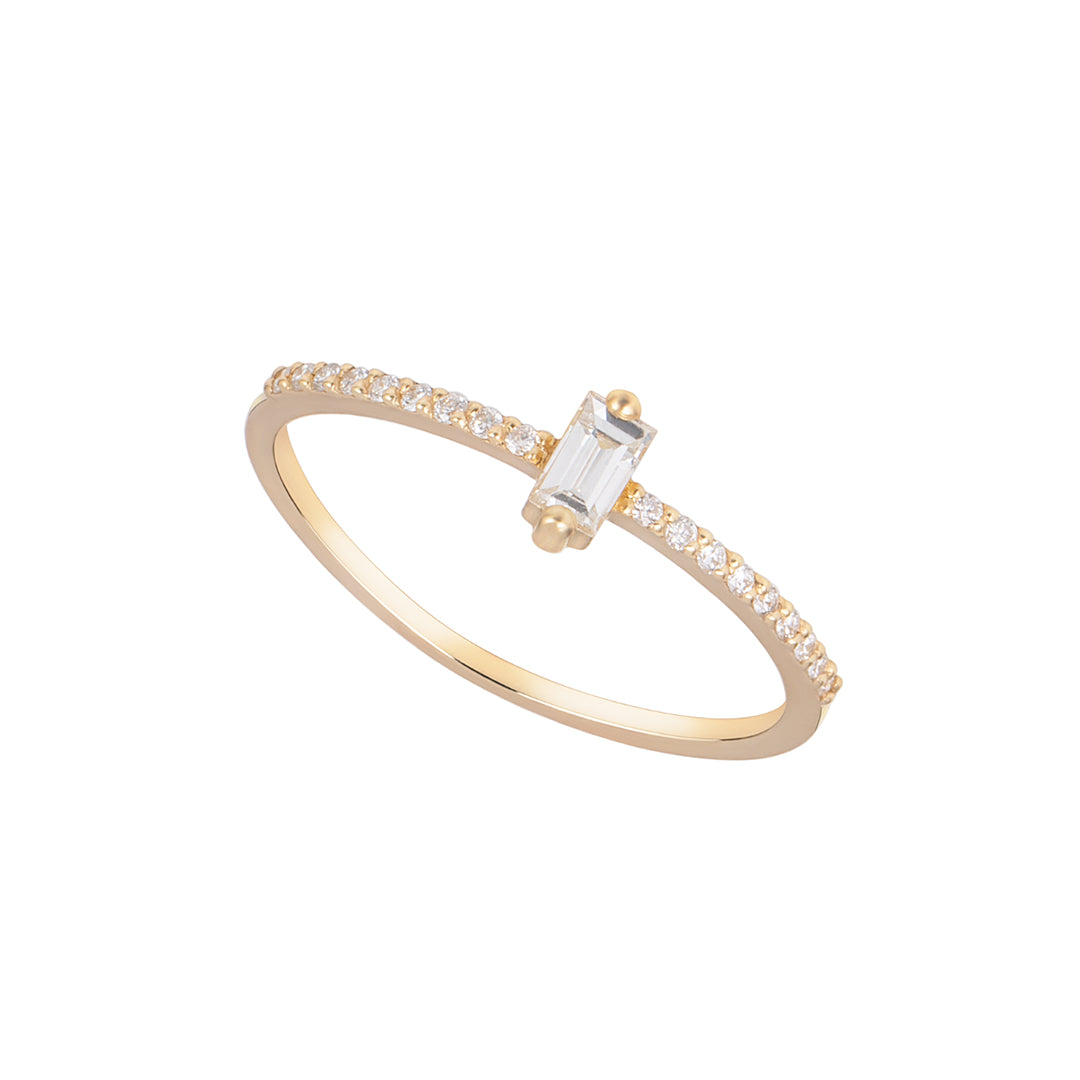 Baguette Yellow Side Diamond Solitaire
