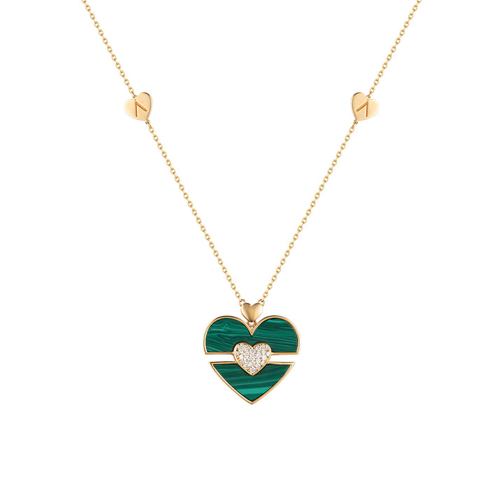 Imperial Heart Malachite Diamond Necklace