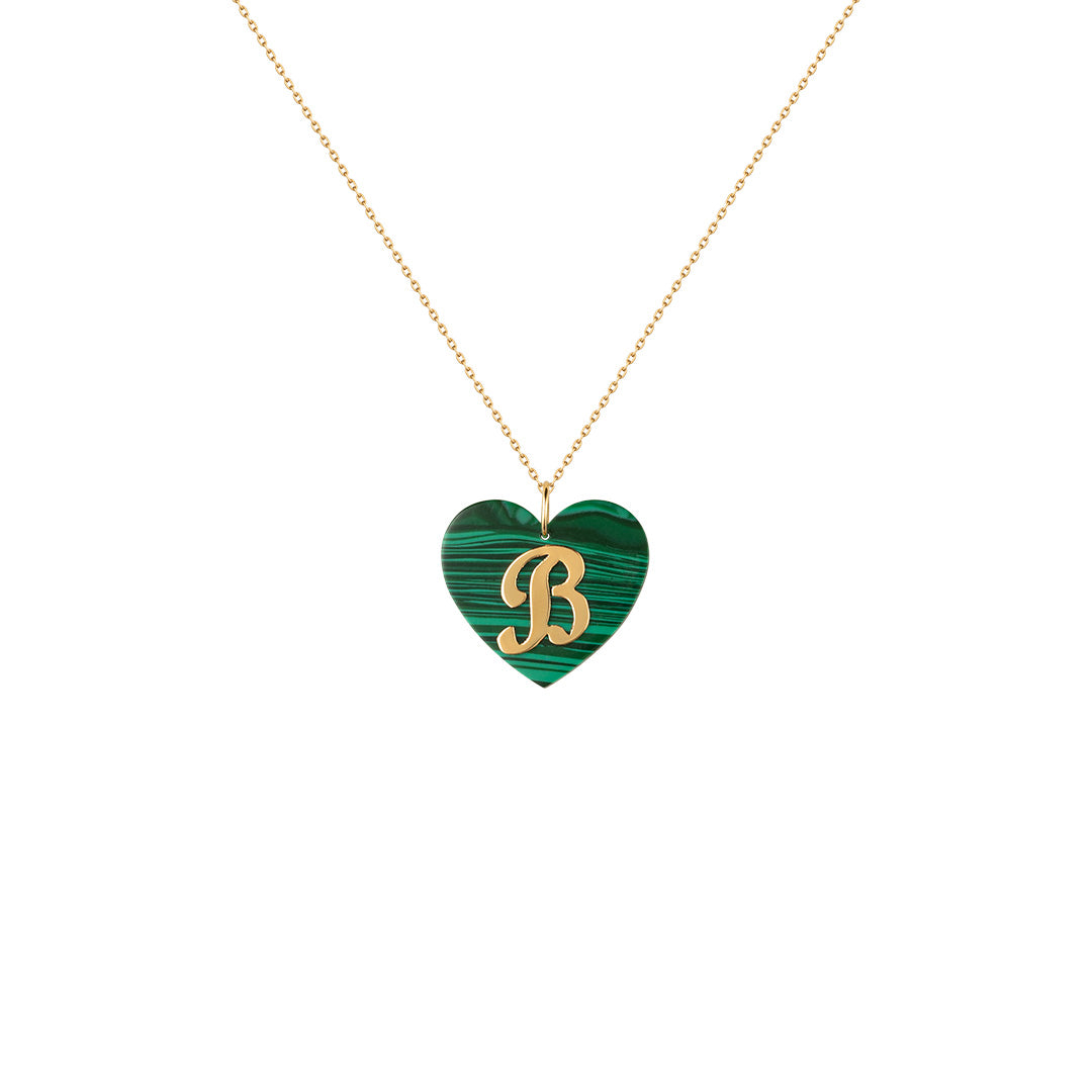 Imperial Heart Letter Malachite Necklace