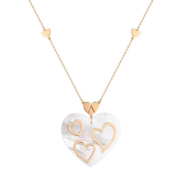 Imperial Heart Mother Of Pearl Three Hearts Necklace