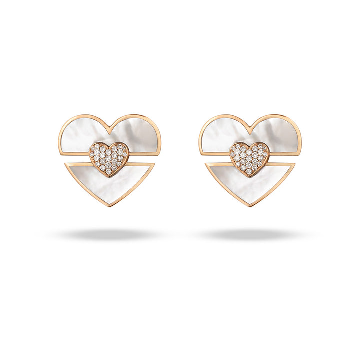 Imperial Heart Mother Of Pearl Diamond Earrings
