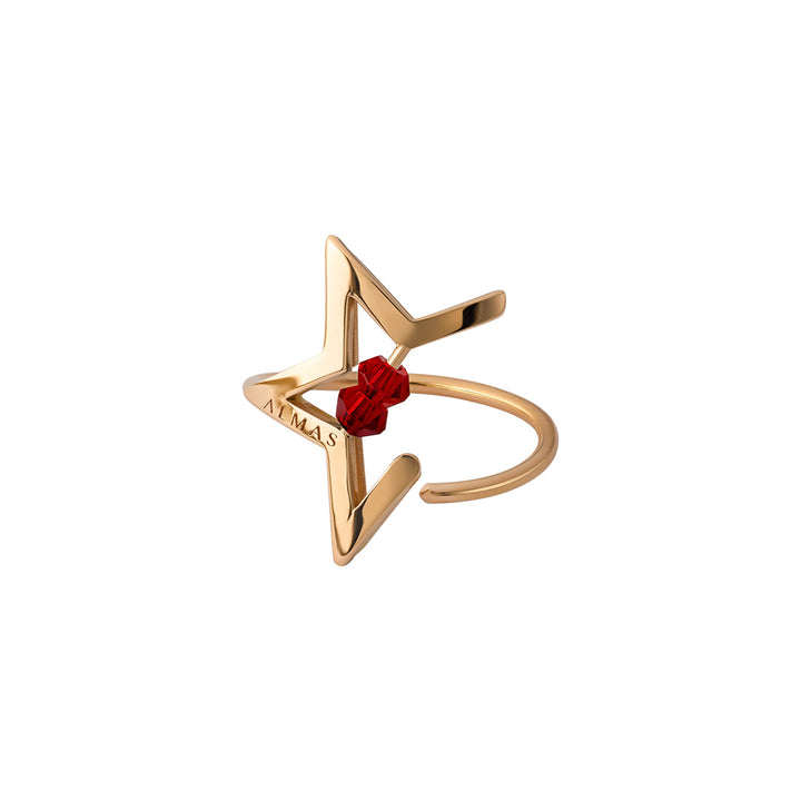 Dancing Star Red Stone Yellow Gold Ring