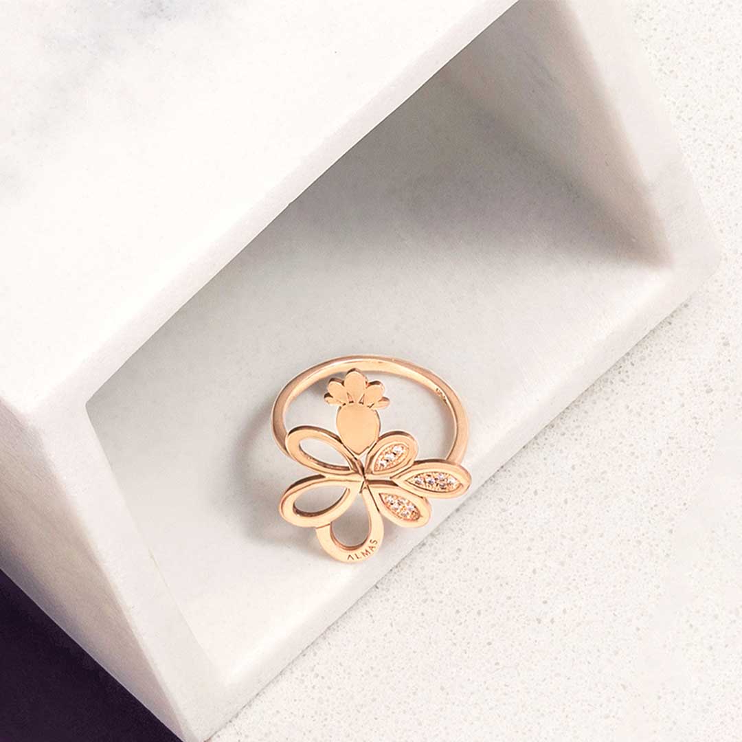 Pavona Pink Gold Diamond Ring – Almas Jewelry