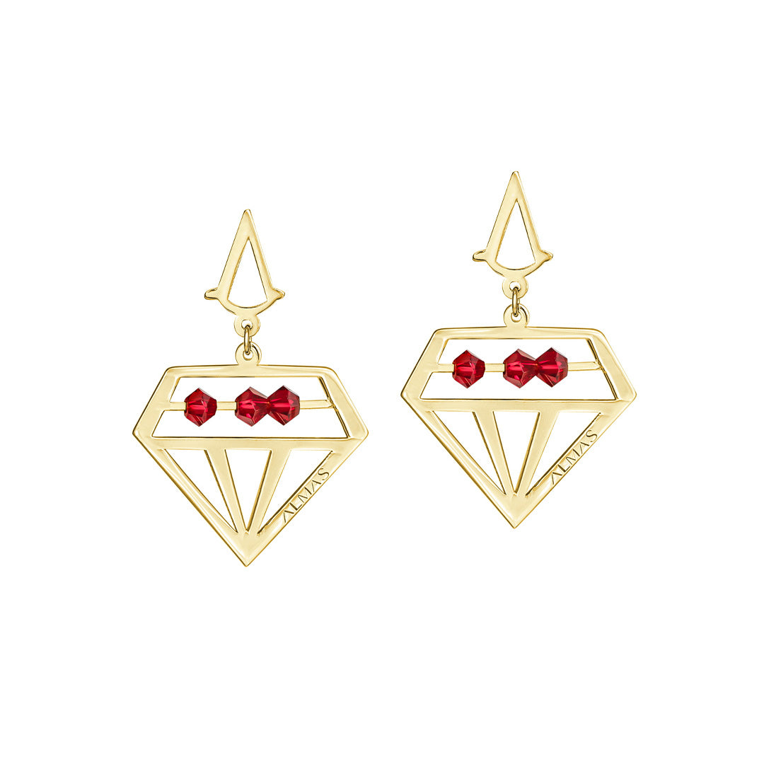 Brilliance With Red Stones Earrings