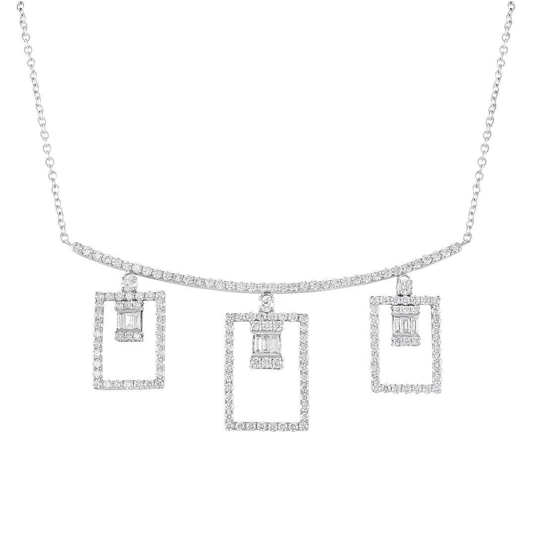 Rectangle Shape With Baguette Necklace