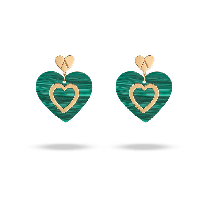 Imperial Heart Malachite Earrings