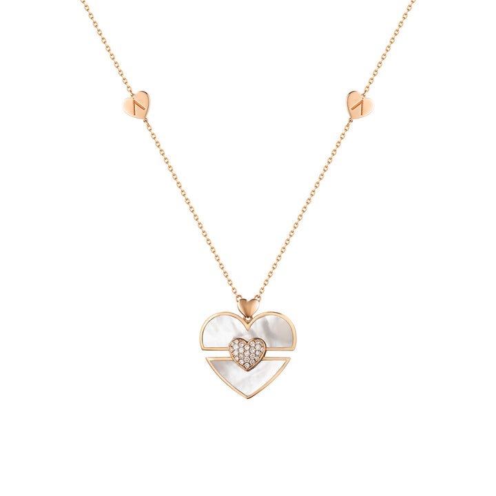 Imperial Heart Mother Of Pearl Diamond Necklace