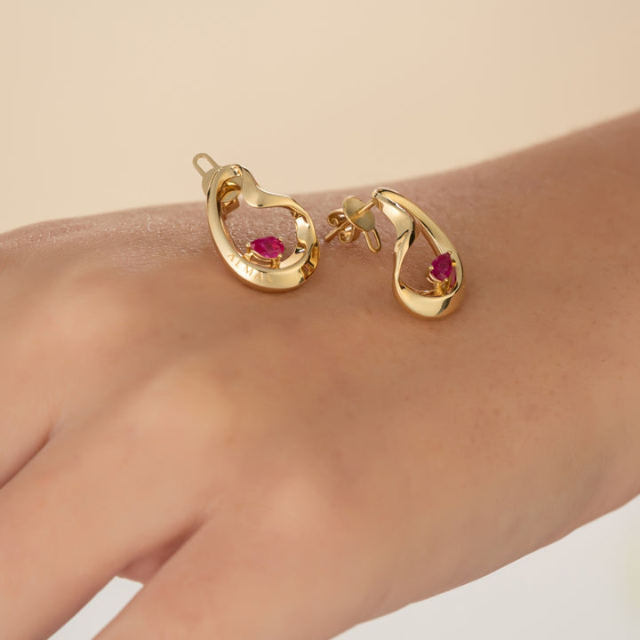 PERA SYNTHETIC RUBY EARRINGS