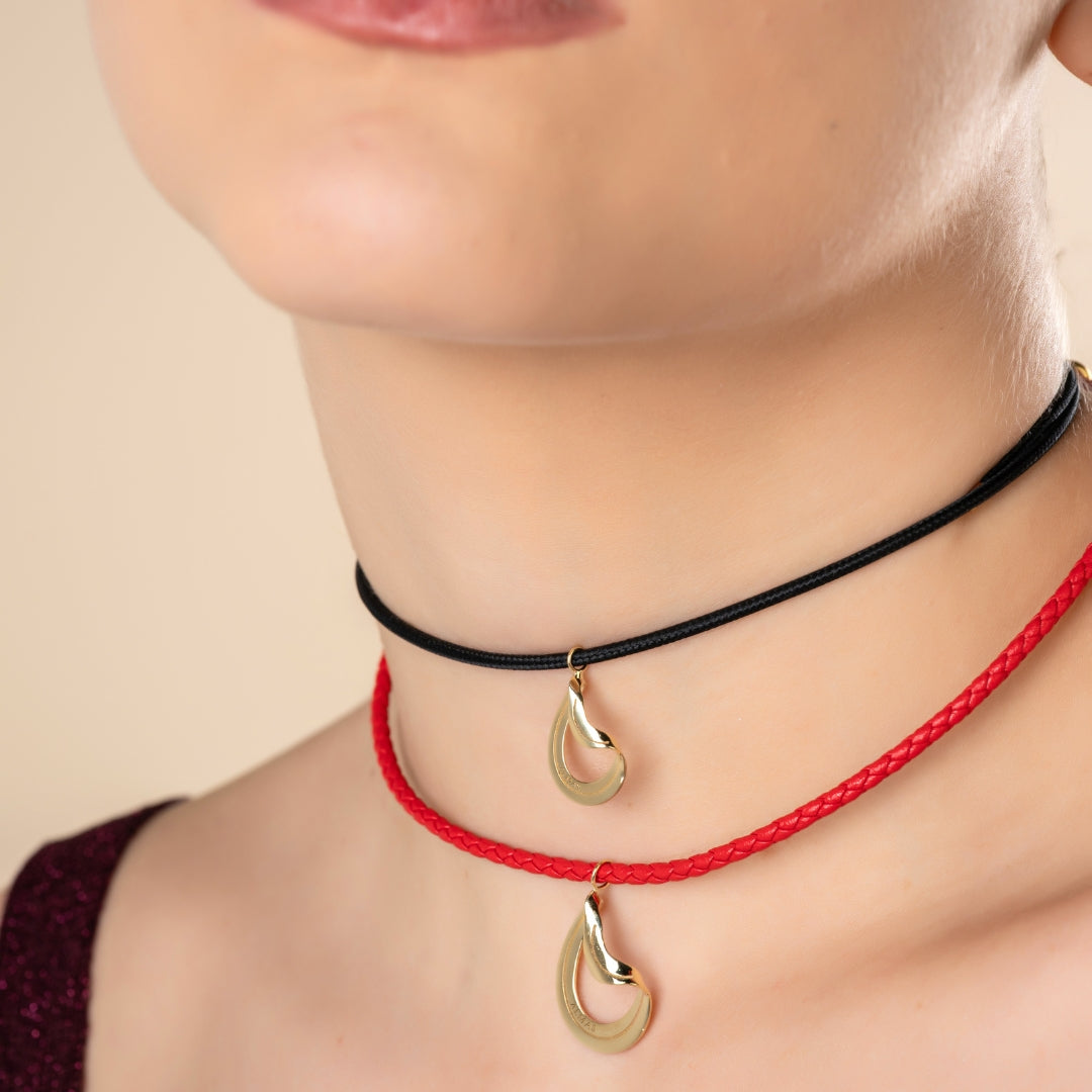 PERA NECKLACE WITH RED LEATHER